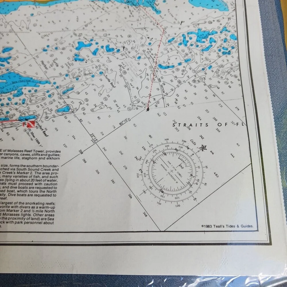 1983 Tealls Tides and Guides John Pennekamp Coral Reef State Park Map